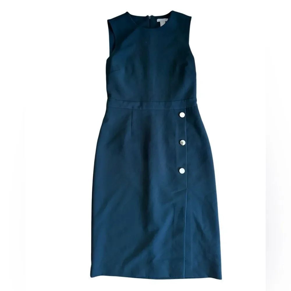 H&M Women's Buisness Casual Sleeveless Office Midi Dress in Green Size 6